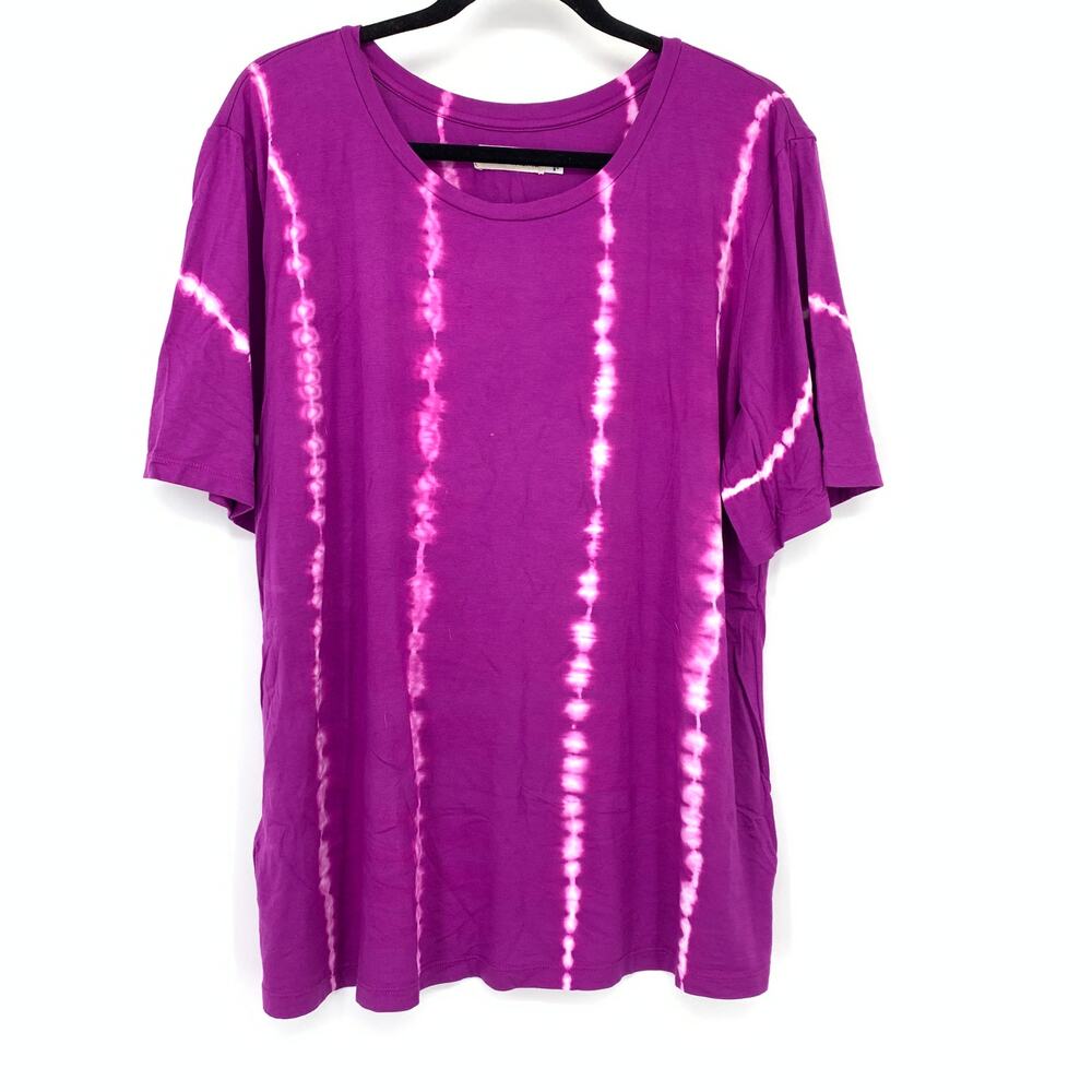 Johnny Was CALME T Shirt Womens XL Purple Shibori Tie Dye Short Sleeve Top